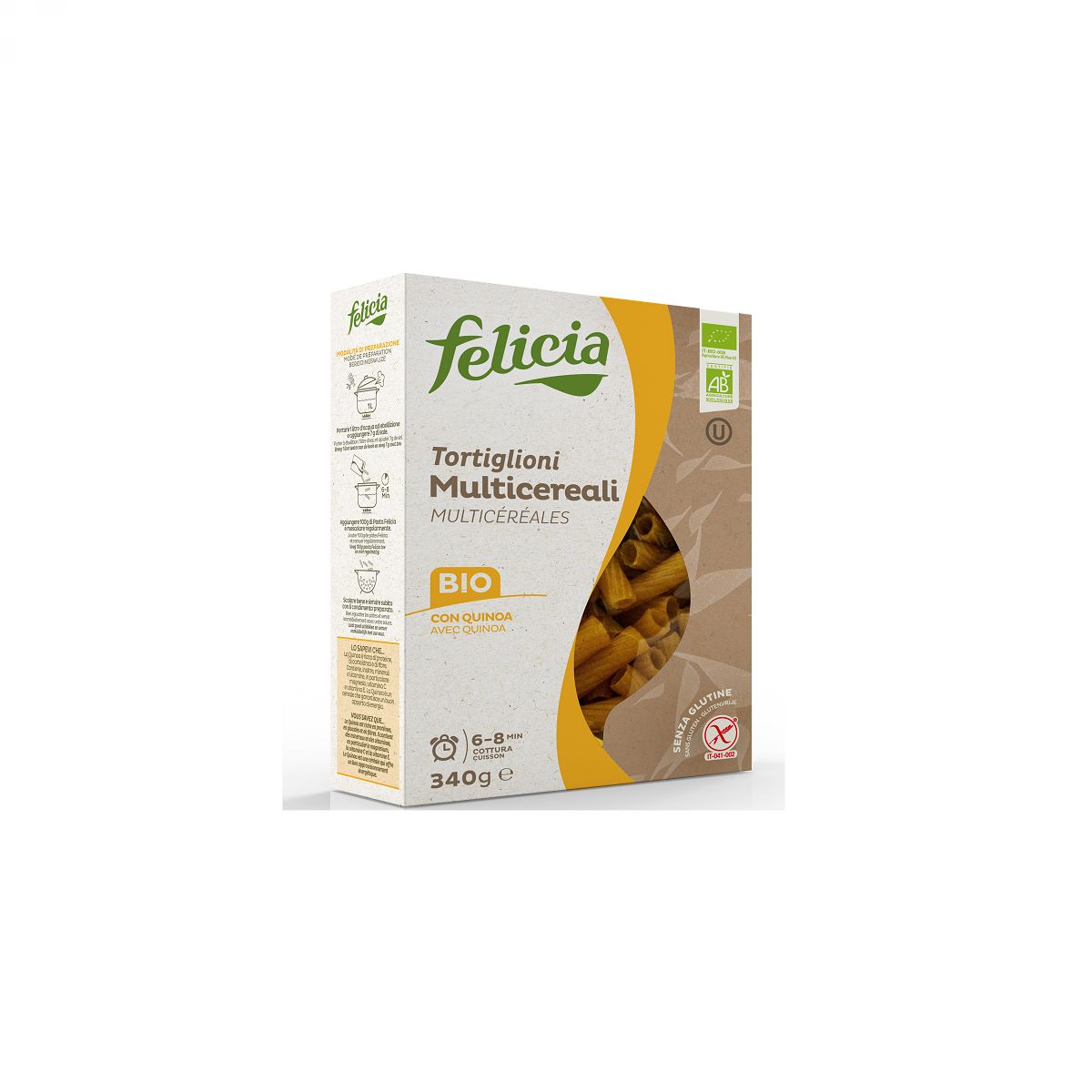 BIO Tortiglioni iz štirih žit 340 g - brez glutena