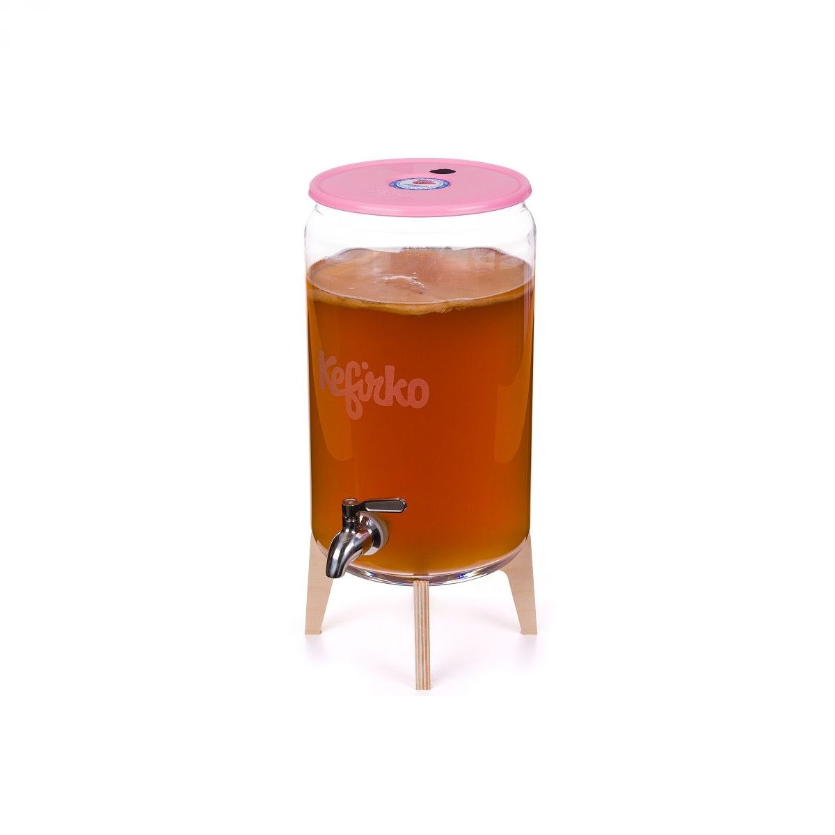 roza kombuča fermentator 7 L, s pipico in stojalom - Kefirko