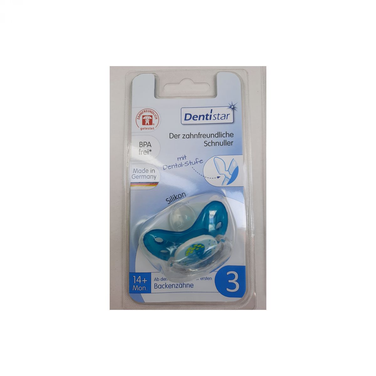 DENTISTAR® ortodontska silikonska dekorativna duda vel.3, z obročkom