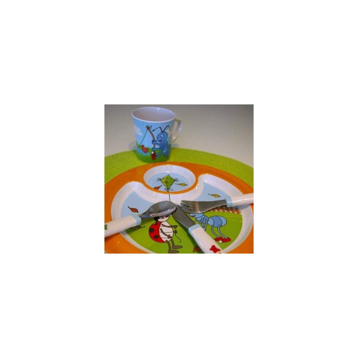 6-delni set za otroke, krožnika, lonček in pribor  - EMSA ANTON ANT