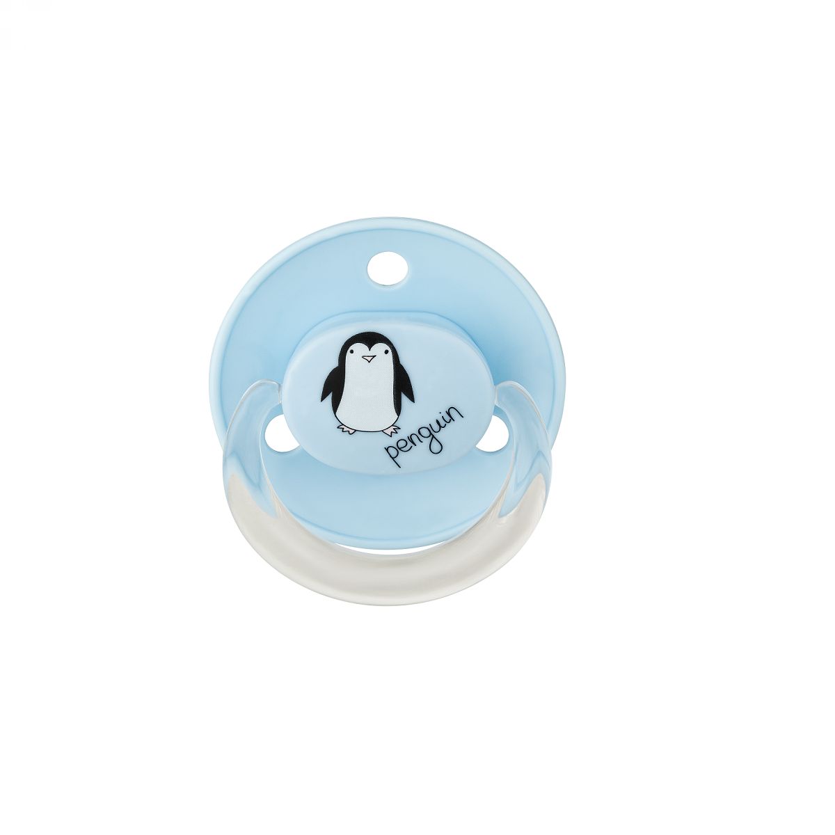 BABY-NOVA Duda okrogla, silikon, dekor, z obročkom, 2 kosa, uni -  Pingvin