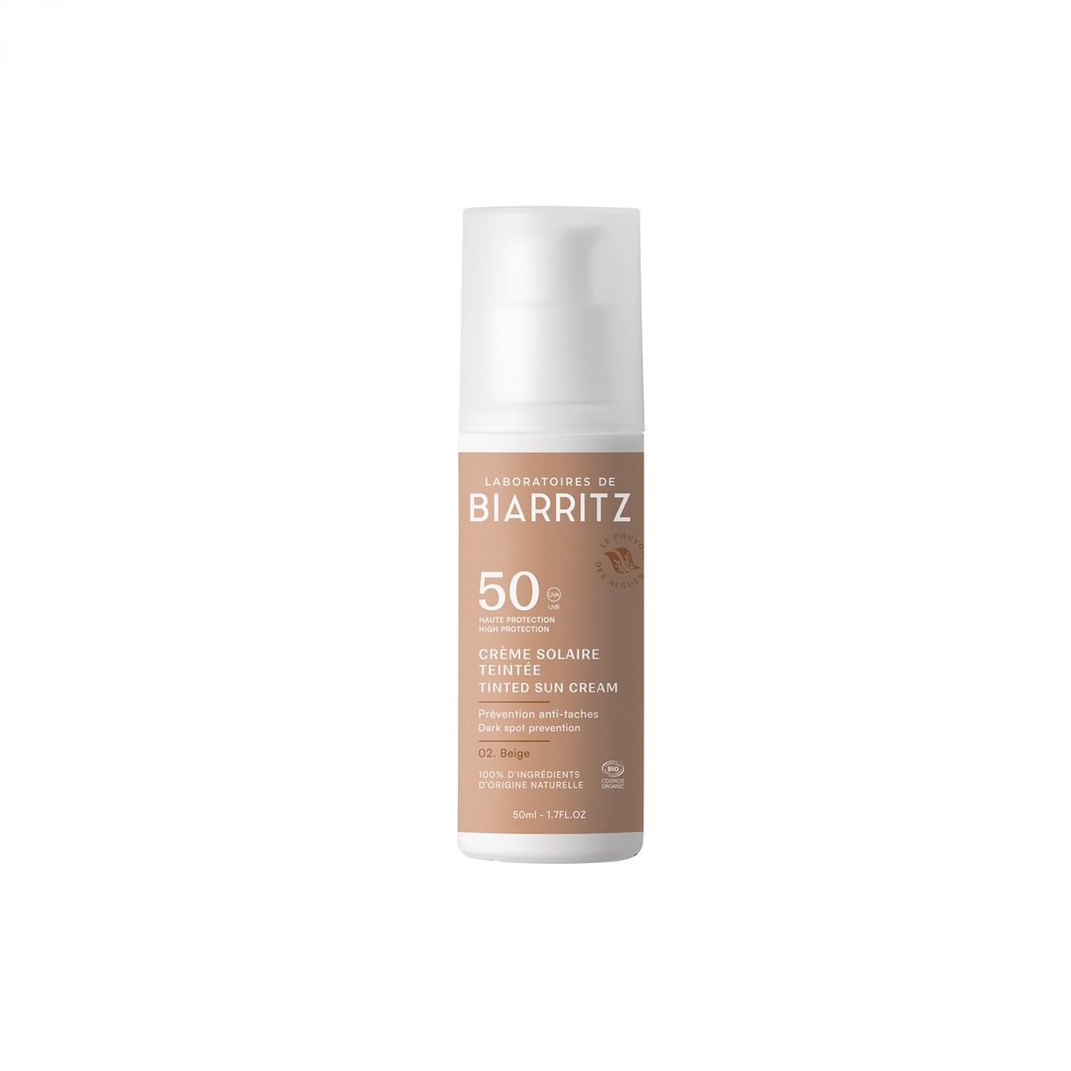 BIO Tenirana krema za sončenje za obraz, bež,  SPF50, 50 ml - BIARRITZ