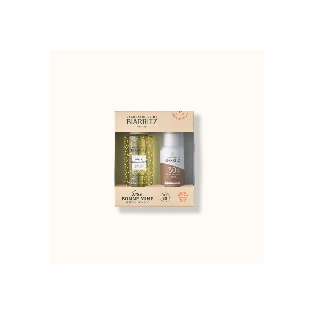 SET DUO, BIO , Tenirana krema za sončenje SPF30, bež, 50 ml, Olje za čiščenje, 100 ml