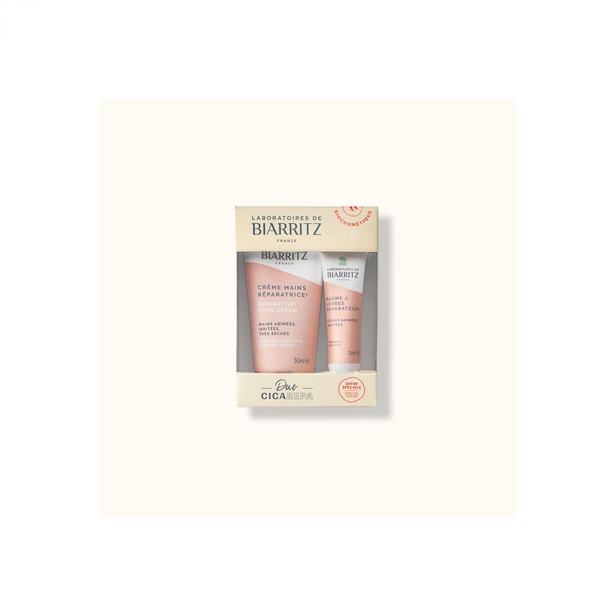 SET DUO CICA REPA – BIO Obnovitvena krema za roke 50 ml, BIO Obnovitveni balzam za ustnice, 15 ml