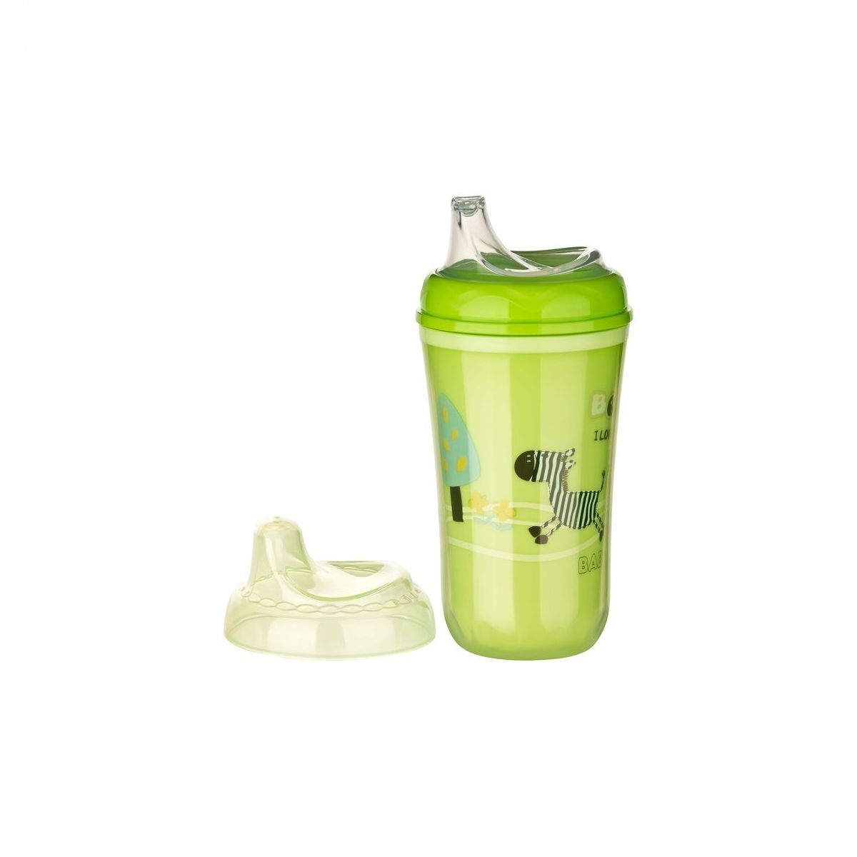 BABY-NOVA, lonček proti polivanju, 250 ml, zelen, pokrovcek