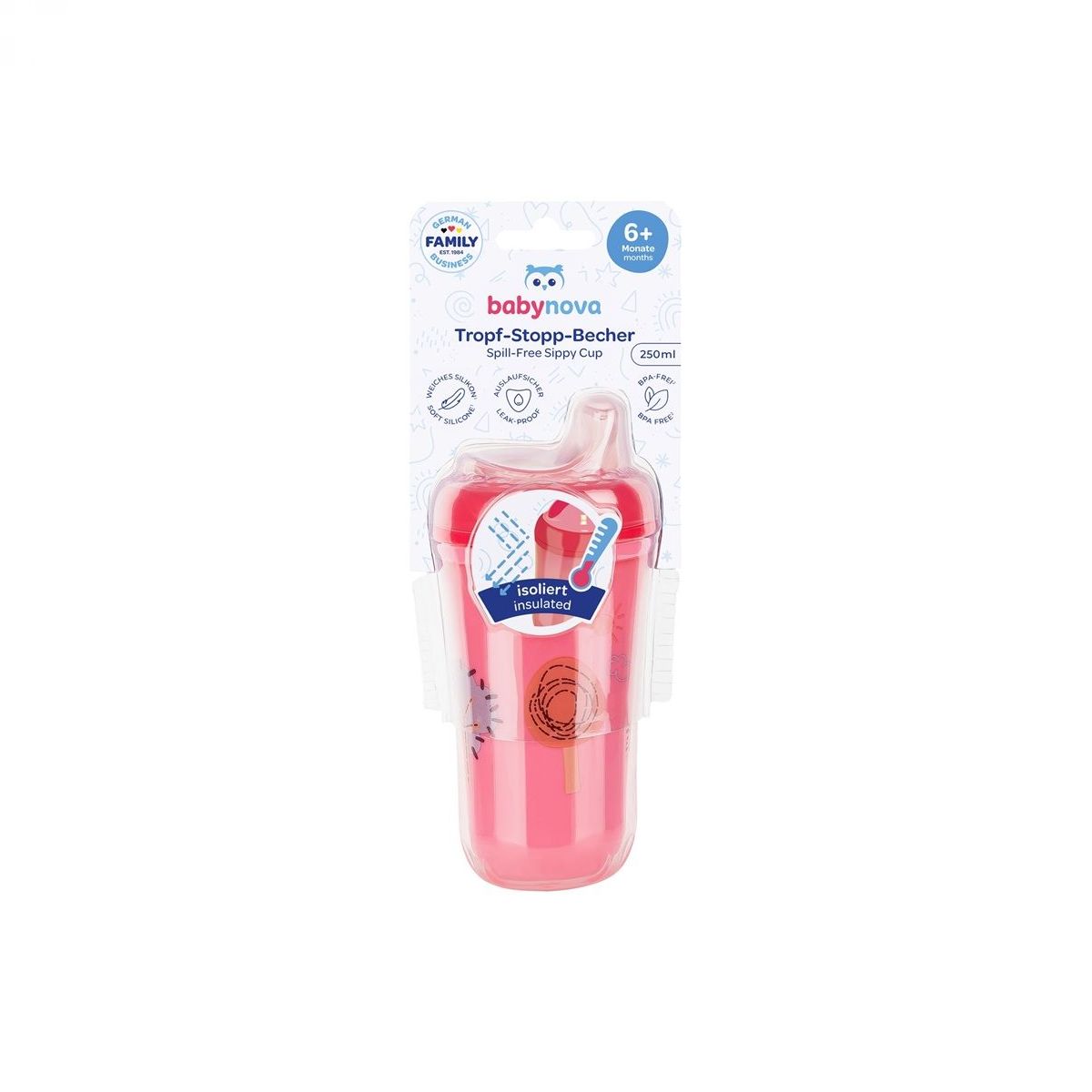 BABY-NOVA, lonček proti polivanju, 250 ml, pak