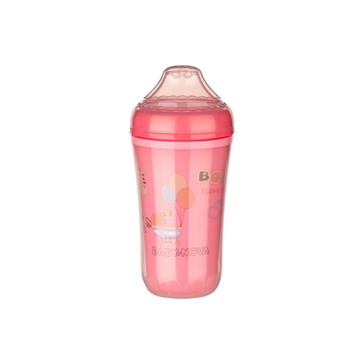 BABY-NOVA, lonček proti polivanju, 250 ml,rdeč