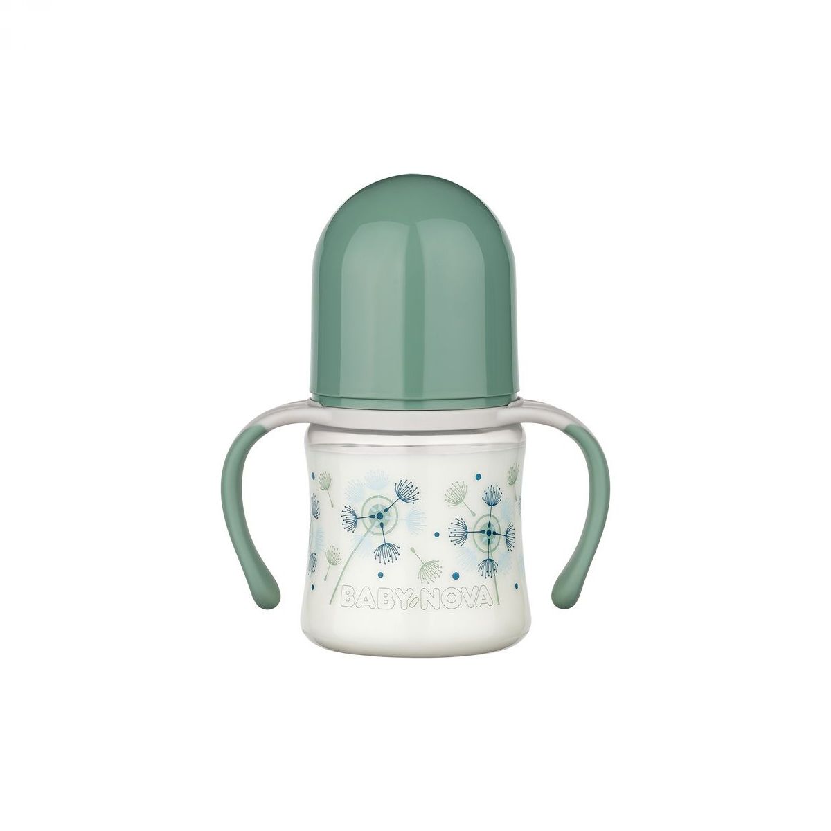 BABY-NOVA PP dekor. steklenička 150 ml, s širokim vratom, za učenje pitja zelena