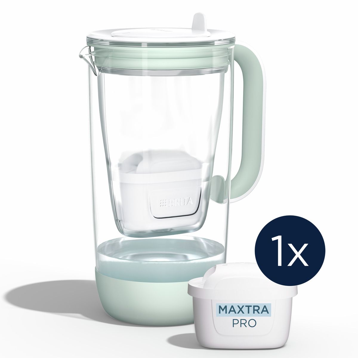 BRITA Glass 60th Anniversary Edition jubilejni stekleni vrč za filtriranje vode, 2,5 L, svetlo zelen