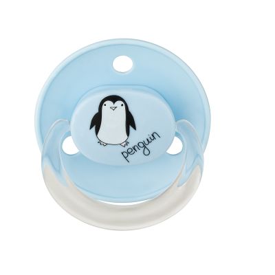 BABY-NOVA Duda okrogla, silikon, dekor, z obročkom, 2 kosa, uni -  Pingvin