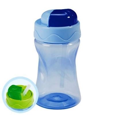 BABY-NOVA Športni lonček s slamico, 300 ml, modri