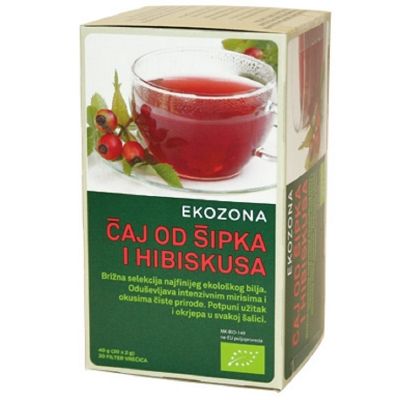 Šipek z hibiskusom, BIO zeliščni čaj, 40 g - EKOZONA