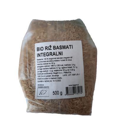 BIO dolgozrnati polnozrnati riž Basmati, 500 g - Ekozona