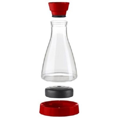 Steklena karafa s hladilnim podstavkom, 1 l, rdeča, sestavni deli - EMSA FLOW