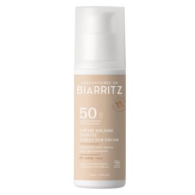 BIO Tenirana krema za sončenje za obraz, svetlo bež,  SPF50, 50 ml - BIARRITZ