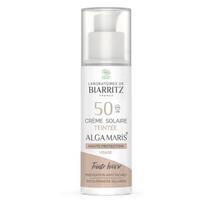 BIO Tenirana krema za sončenje za obraz, svetlo bež,  SPF50, 50 ml - BIARRITZ