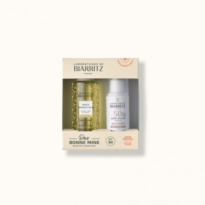 SET DUO, BIO, Tenirana krema za sončenje SPF50, bež, 50 ml, Olje za čiščenje, 100 ml