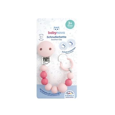 EBABY-NOVA, držalo za dude, 3-m - silikonska verižica s sponko pak