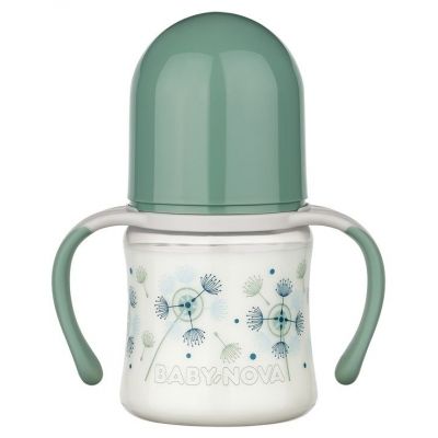 BABY-NOVA PP dekor. steklenička 150 ml, s širokim vratom, za učenje pitja zelena