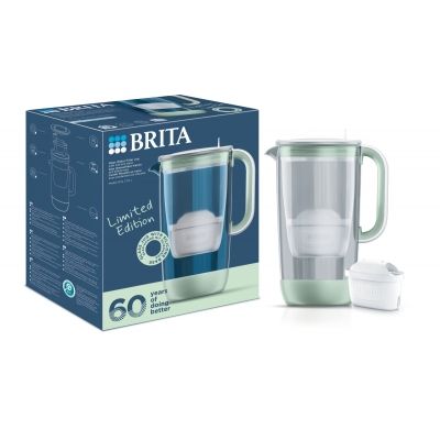 BRITA Glass 60th Anniversary Edition jubilejni stekleni vrč za filtriranje vode, 2,5 L, svetlo zelen