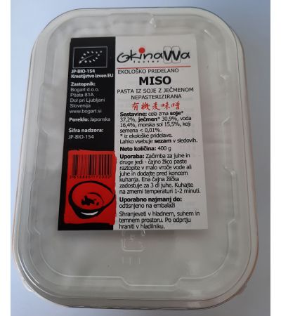 OKINAWA Miso, pasta iz soje z ječmenom BIO, nepasterizirana 400 g