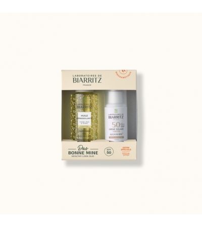 SET DUO, BIO, Tenirana krema za sončenje SPF50, bež, 50 ml, Olje za čiščenje, 100 ml