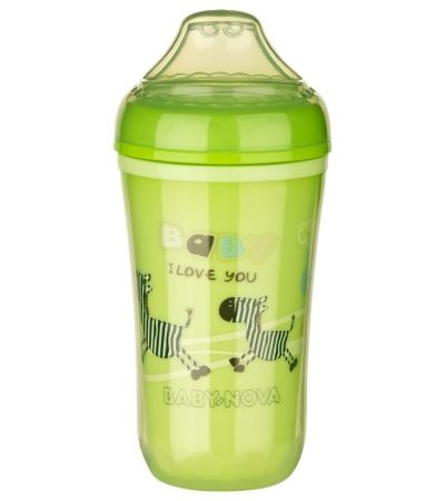 BABY-NOVA, lonček proti polivanju, 250 ml, 6 +m, različni motivi in barve