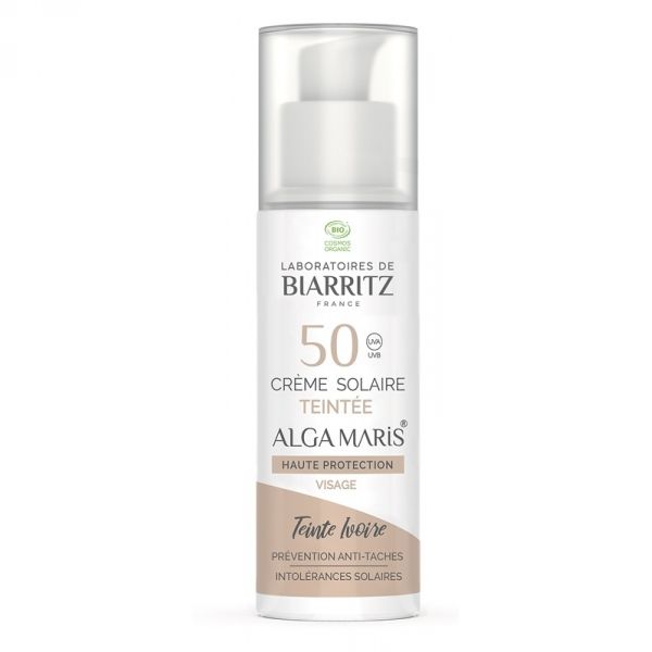 BIO Tenirana krema za sončenje za obraz, svetlo bež,  SPF50, 50 ml - BIARRITZ