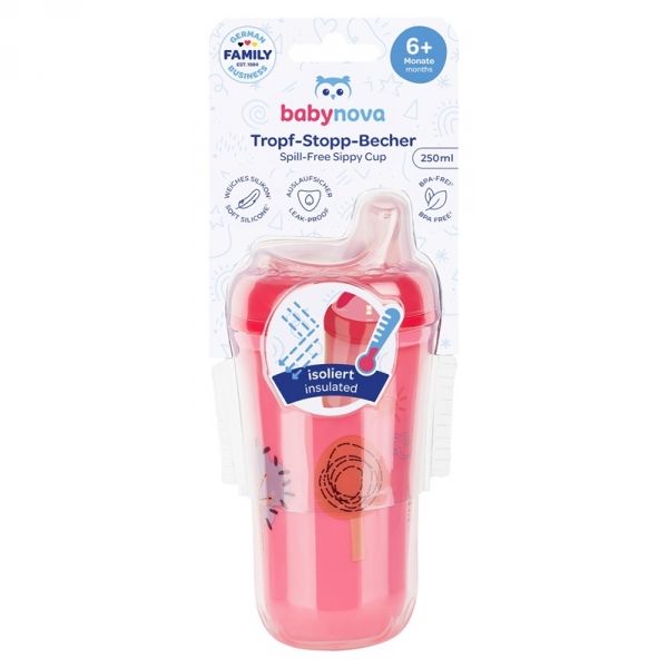 BABY-NOVA, lonček proti polivanju, 250 ml, 6 +m, različni motivi in barve