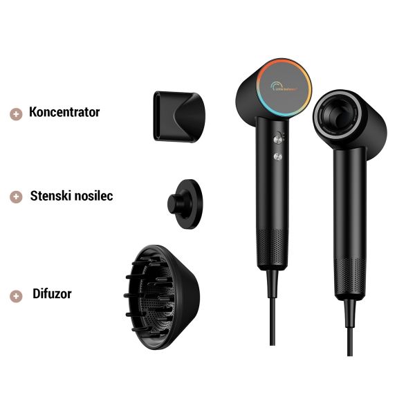 Lahek moderni sušilnik las BLDC Ionic 1600 - črn