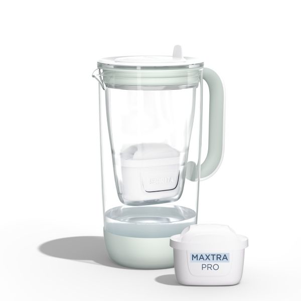 BRITA Glass 60th Anniversary Edition jubilejni stekleni vrč za filtriranje vode, 2,5 L, svetlo zelen