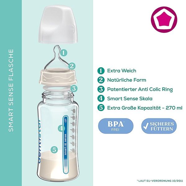 Dentistar PP steklenička s pametno merilno skalo, 270 ml