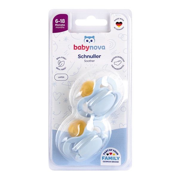 BABY-NOVA ortodontska  lateks duda z obroč. 2 kosa, vel. 6-18 m